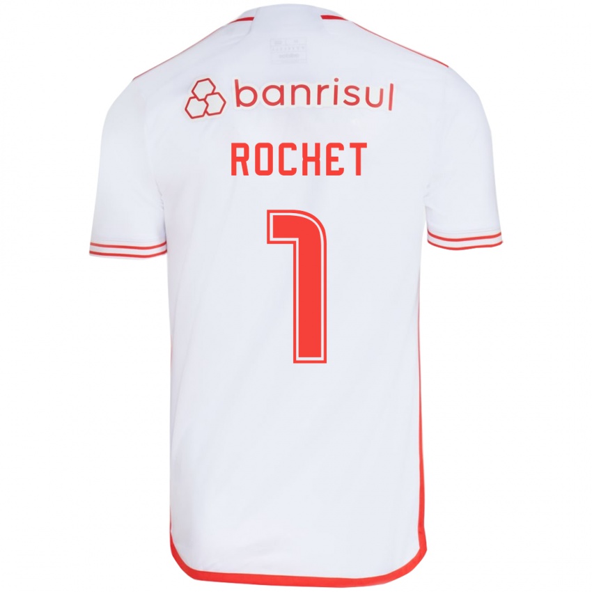 Børn Sergio Rochet #1 Hvid Rød Udebane Spillertrøjer 2024/25 Trøje T-Shirt