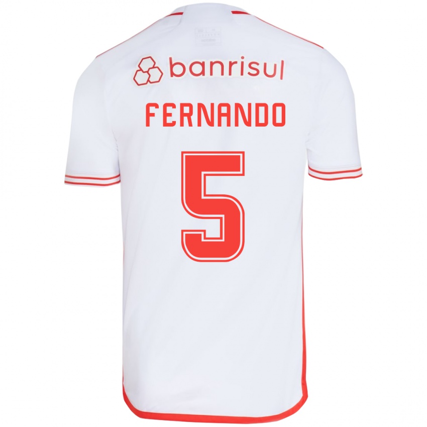 Børn Fernando #5 Hvid Rød Udebane Spillertrøjer 2024/25 Trøje T-Shirt