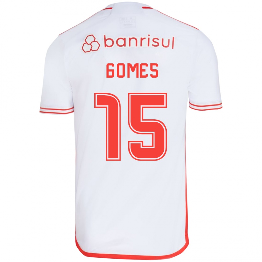 Børn Bruno Gomes #15 Hvid Rød Udebane Spillertrøjer 2024/25 Trøje T-Shirt