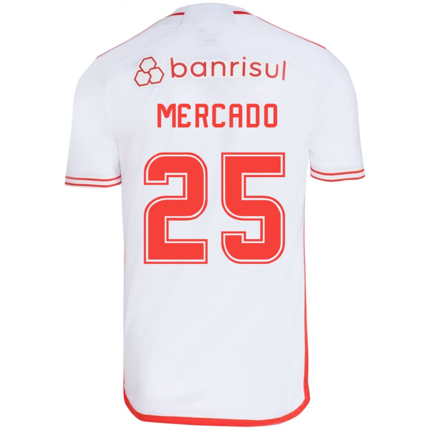 Børn Gabriel Mercado #25 Hvid Rød Udebane Spillertrøjer 2024/25 Trøje T-Shirt