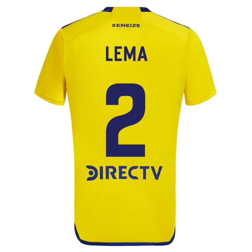 Børn Cristian Lema #2 Gul Blå Udebane Spillertrøjer 2024/25 Trøje T-Shirt