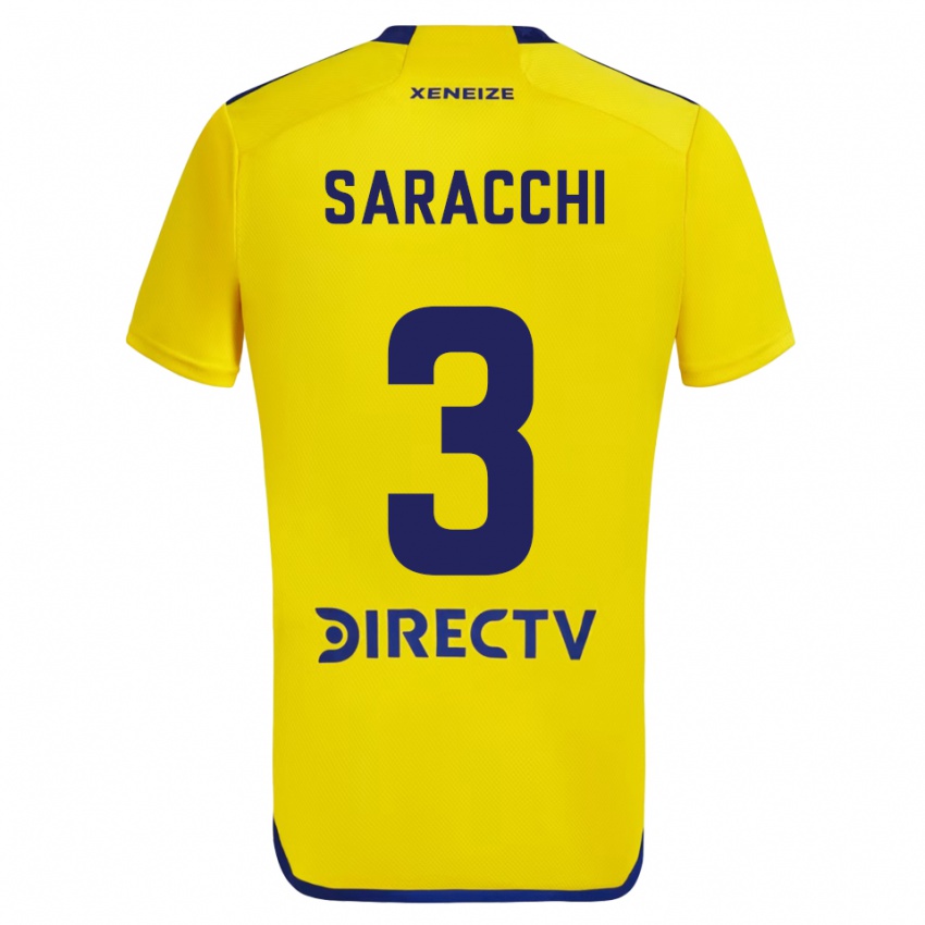 Børn Marcelo Saracchi #3 Gul Blå Udebane Spillertrøjer 2024/25 Trøje T-Shirt