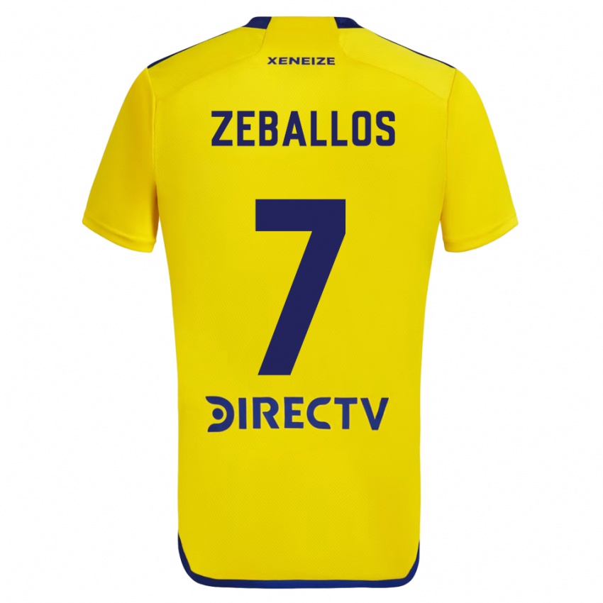 Børn Exequiel Zeballos #7 Gul Blå Udebane Spillertrøjer 2024/25 Trøje T-Shirt