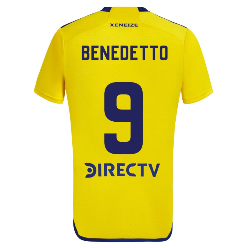 Børn Dario Benedetto #9 Gul Blå Udebane Spillertrøjer 2024/25 Trøje T-Shirt