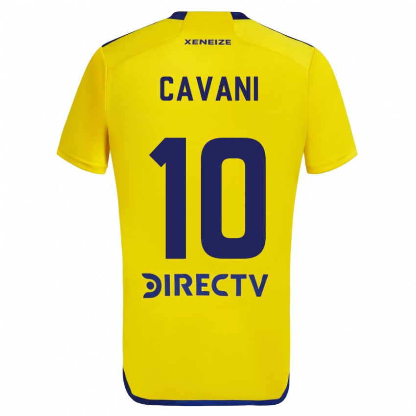 Børn Edinson Cavani #10 Gul Blå Udebane Spillertrøjer 2024/25 Trøje T-Shirt