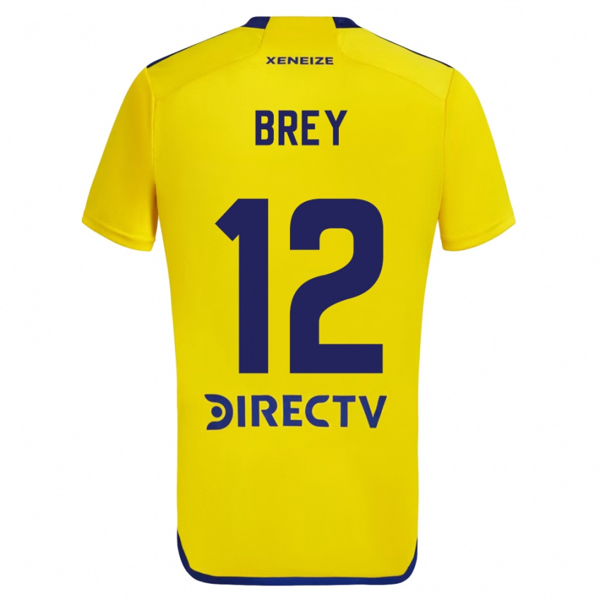 Børn Leandro Brey #12 Gul Blå Udebane Spillertrøjer 2024/25 Trøje T-Shirt