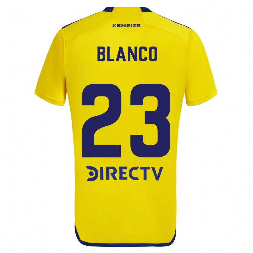 Børn Lautaro Blanco #23 Gul Blå Udebane Spillertrøjer 2024/25 Trøje T-Shirt