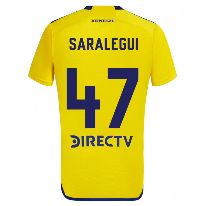 Børn Jabes Saralegui #47 Gul Blå Udebane Spillertrøjer 2024/25 Trøje T-Shirt