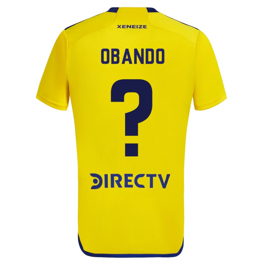 Børn Agustin Obando #0 Gul Blå Udebane Spillertrøjer 2024/25 Trøje T-Shirt