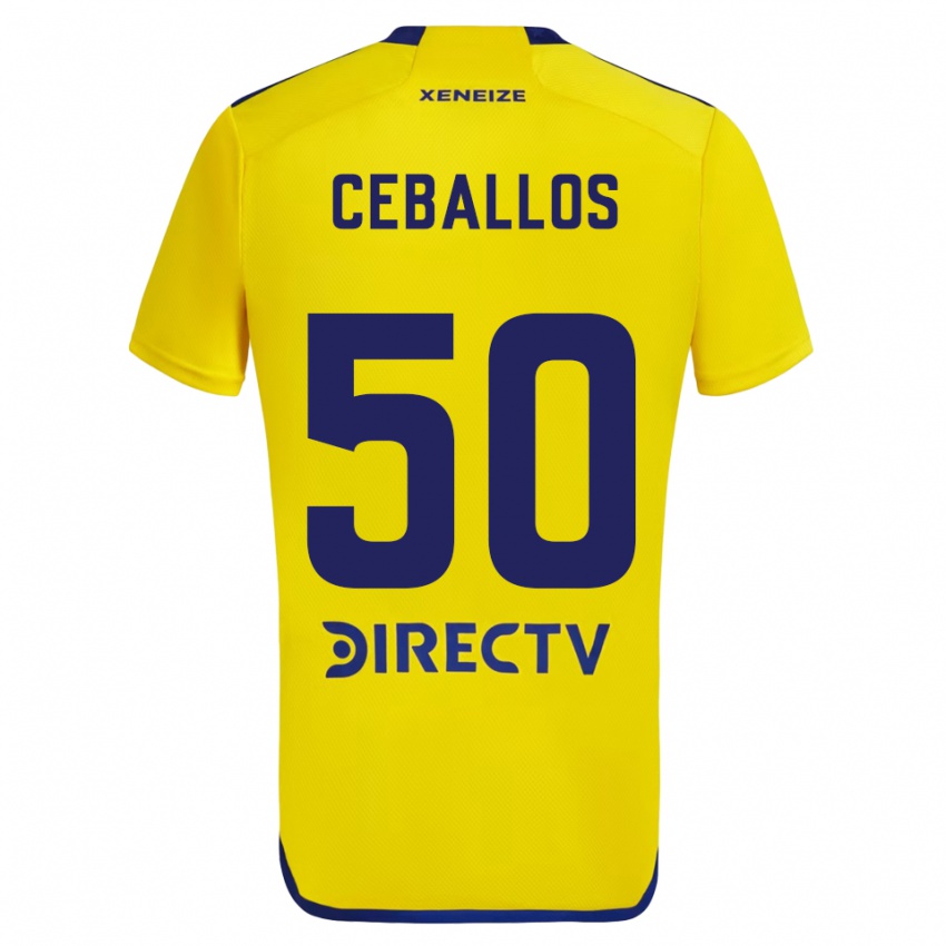 Børn Julián Ceballos #50 Gul Blå Udebane Spillertrøjer 2024/25 Trøje T-Shirt