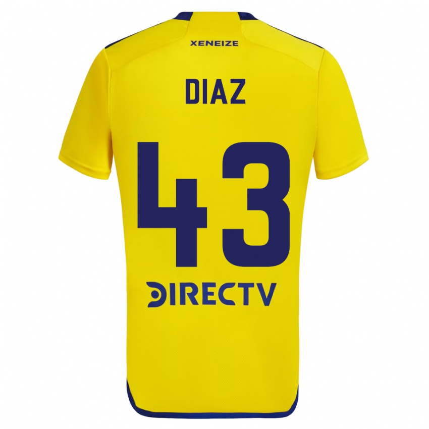 Børn Tomas Diaz #43 Gul Blå Udebane Spillertrøjer 2024/25 Trøje T-Shirt