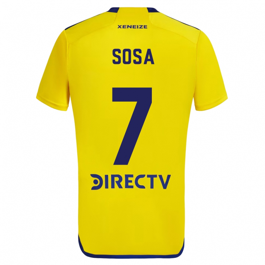 Børn Elián Sosa #7 Gul Blå Udebane Spillertrøjer 2024/25 Trøje T-Shirt