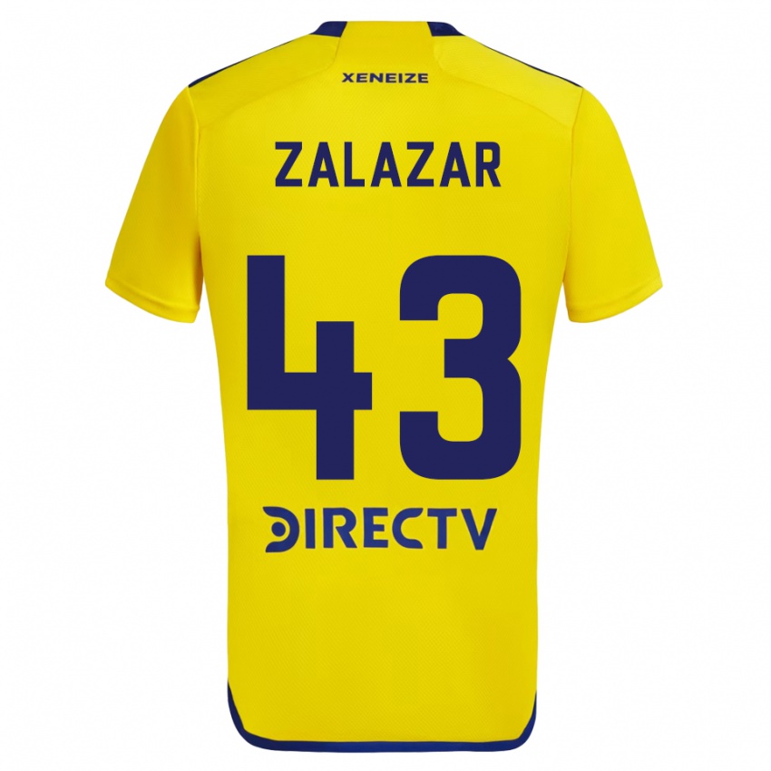 Børn Maximiliano Zalazar #43 Gul Blå Udebane Spillertrøjer 2024/25 Trøje T-Shirt