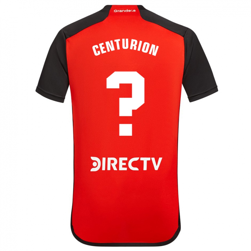 Børn Ezequiel Centurión #0 Rød Sort Hvid Udebane Spillertrøjer 2024/25 Trøje T-Shirt