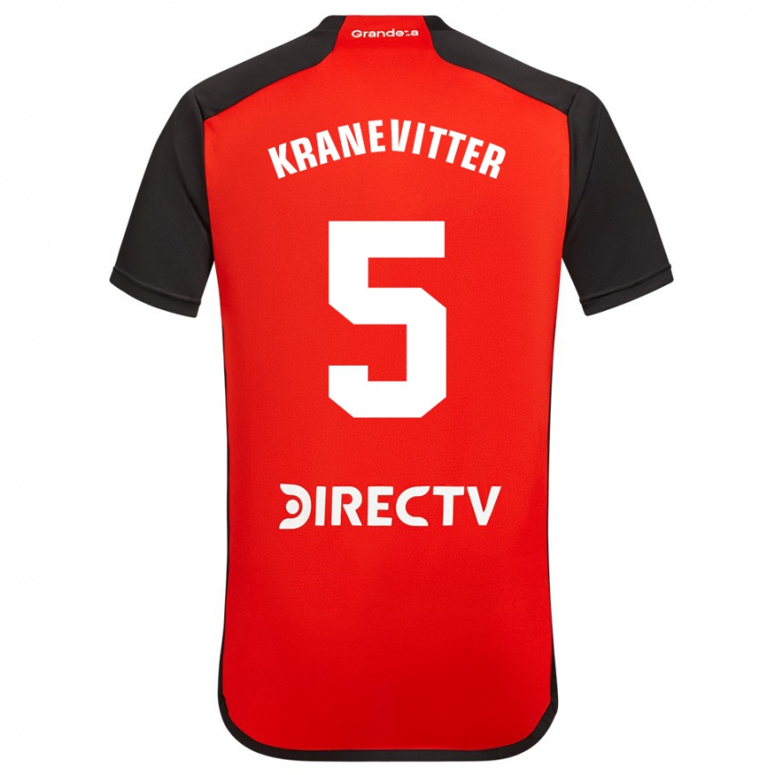 Børn Matías Kranevitter #5 Rød Sort Hvid Udebane Spillertrøjer 2024/25 Trøje T-Shirt