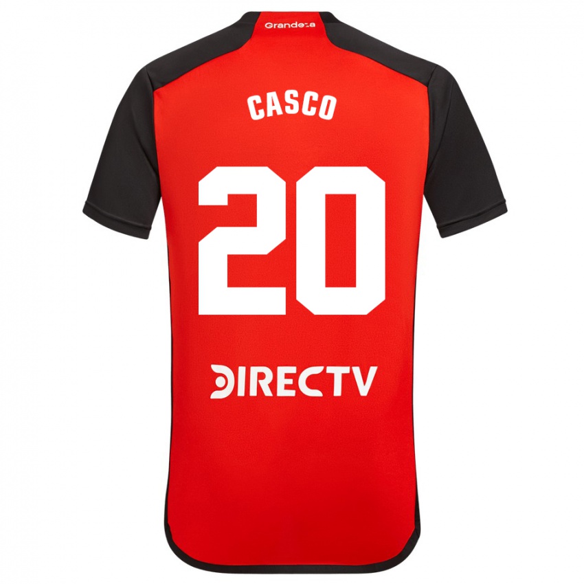 Børn Milton Casco #20 Rød Sort Hvid Udebane Spillertrøjer 2024/25 Trøje T-Shirt