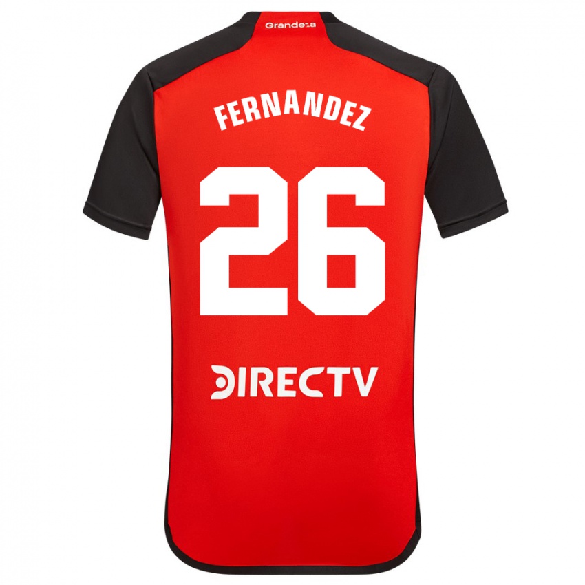 Børn Nacho Fernández #26 Rød Sort Hvid Udebane Spillertrøjer 2024/25 Trøje T-Shirt