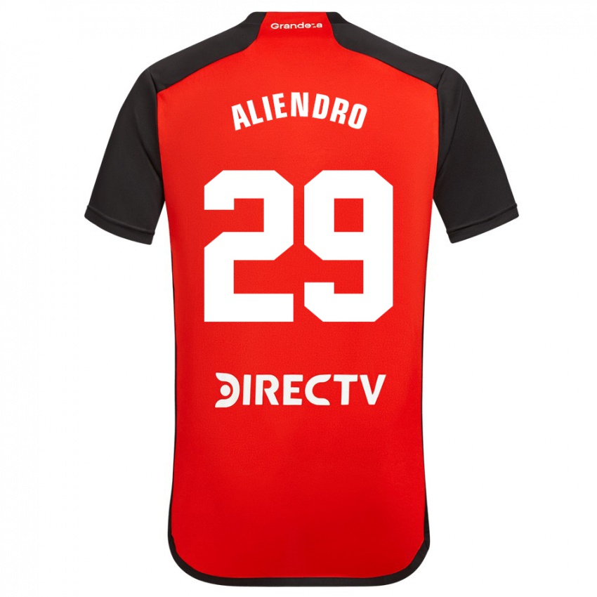 Børn Rodrigo Aliendro #29 Rød Sort Hvid Udebane Spillertrøjer 2024/25 Trøje T-Shirt