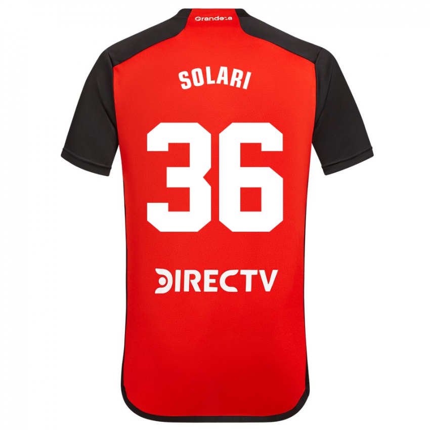 Børn Pablo Solari #36 Rød Sort Hvid Udebane Spillertrøjer 2024/25 Trøje T-Shirt