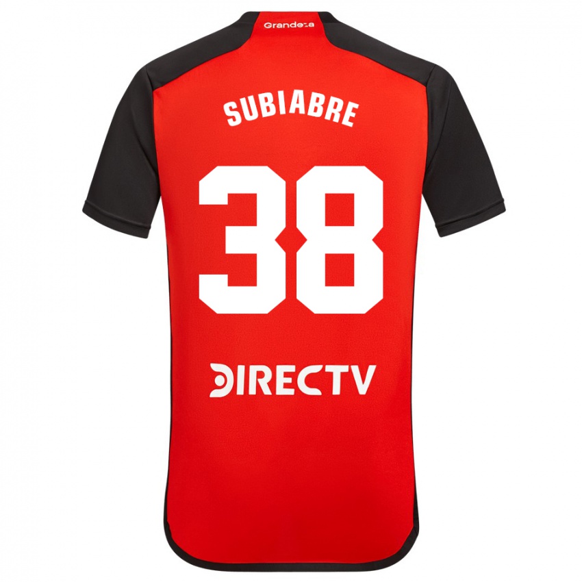 Børn Ian Subiabre #38 Rød Sort Hvid Udebane Spillertrøjer 2024/25 Trøje T-Shirt