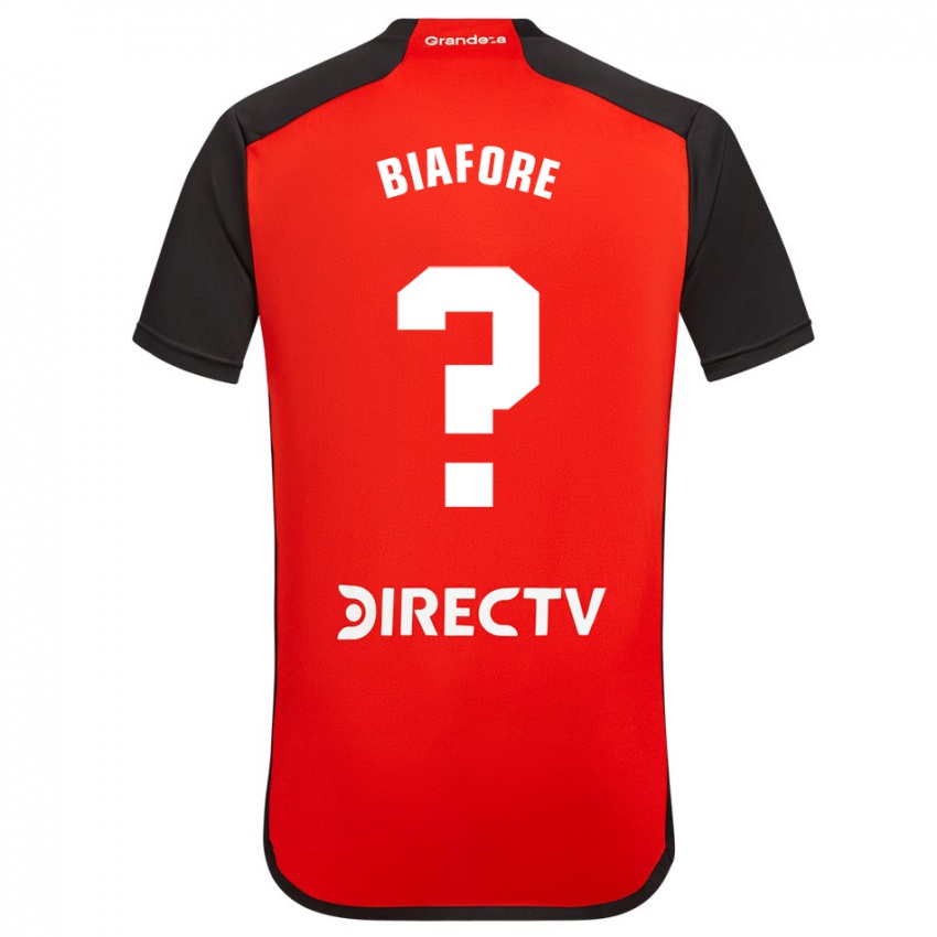 Børn Leandro Peña Biafore #0 Rød Sort Hvid Udebane Spillertrøjer 2024/25 Trøje T-Shirt