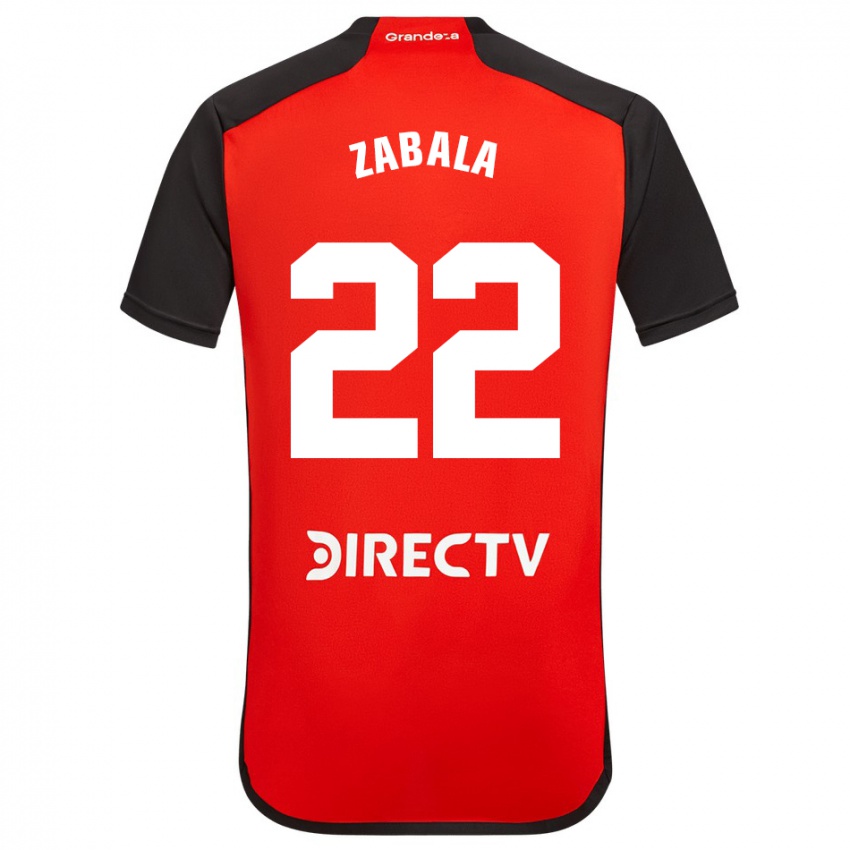 Børn Daniel Zabala #22 Rød Sort Hvid Udebane Spillertrøjer 2024/25 Trøje T-Shirt