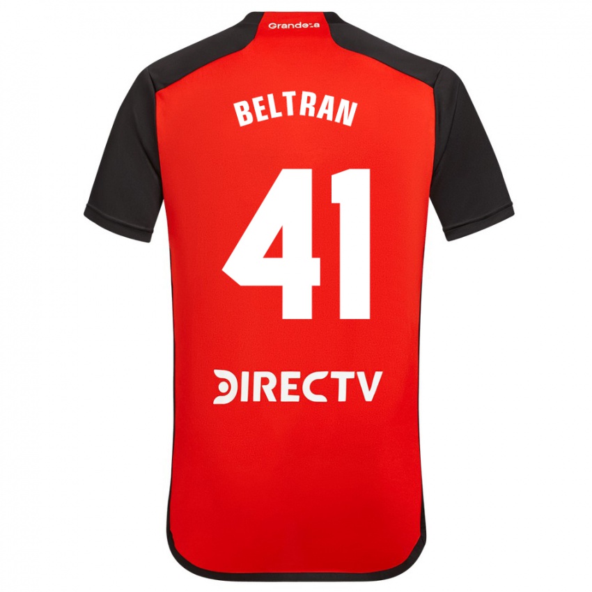 Børn Santiago Beltrán #41 Rød Sort Hvid Udebane Spillertrøjer 2024/25 Trøje T-Shirt