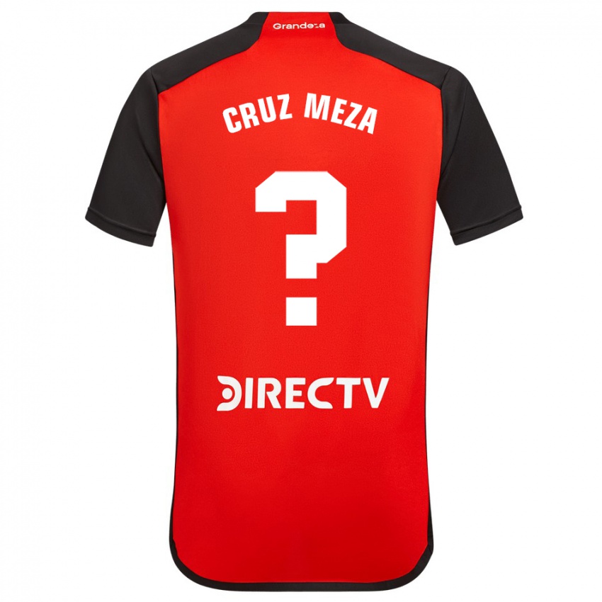 Børn Juan Cruz Meza #0 Rød Sort Hvid Udebane Spillertrøjer 2024/25 Trøje T-Shirt