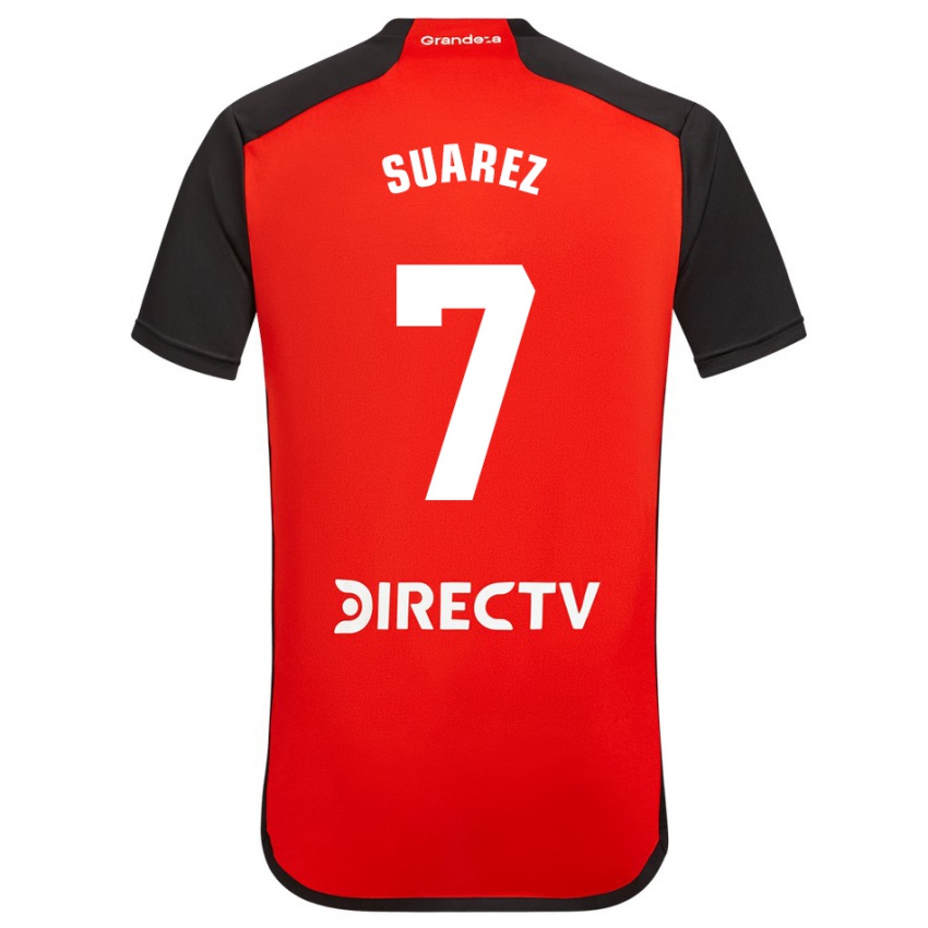 Børn Matias Suarez #7 Rød Sort Hvid Udebane Spillertrøjer 2024/25 Trøje T-Shirt