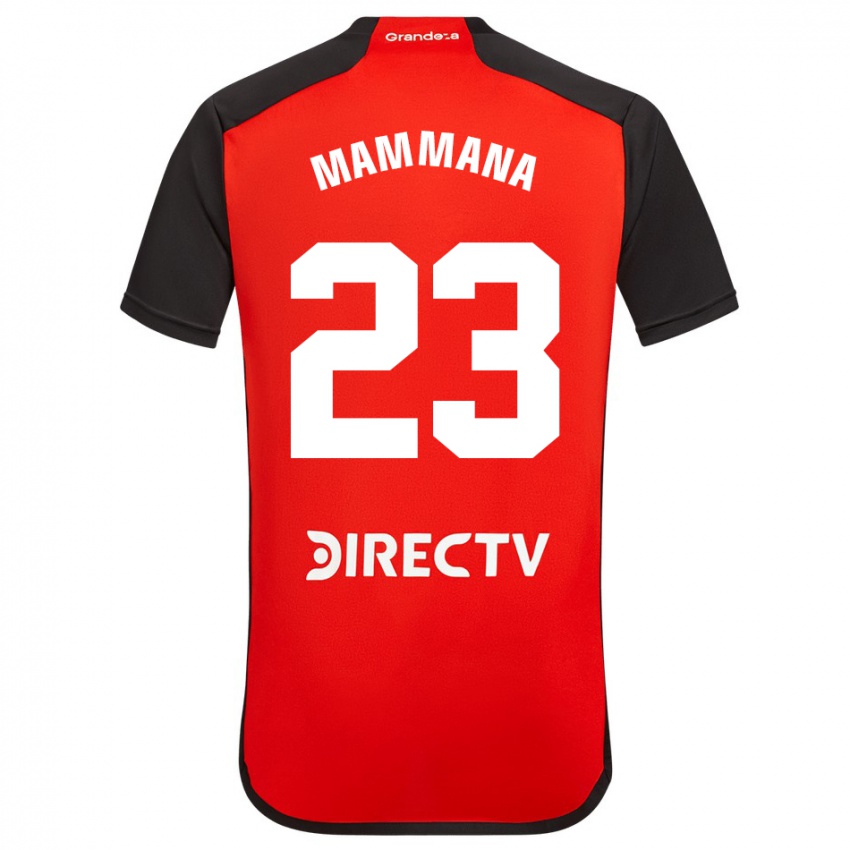 Børn Emanuel Mammana #23 Rød Sort Hvid Udebane Spillertrøjer 2024/25 Trøje T-Shirt