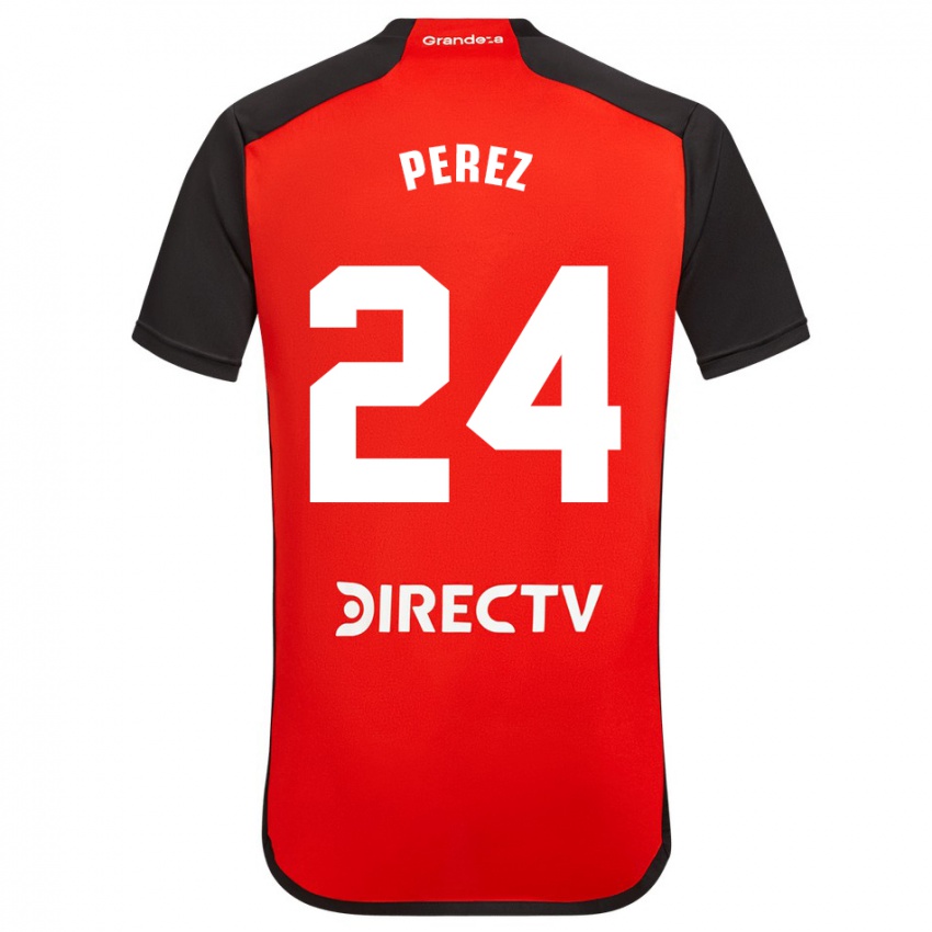 Børn Enzo Perez #24 Rød Sort Hvid Udebane Spillertrøjer 2024/25 Trøje T-Shirt