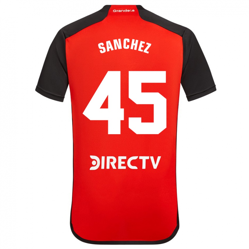 Børn Sebastián Sánchez #45 Rød Sort Hvid Udebane Spillertrøjer 2024/25 Trøje T-Shirt