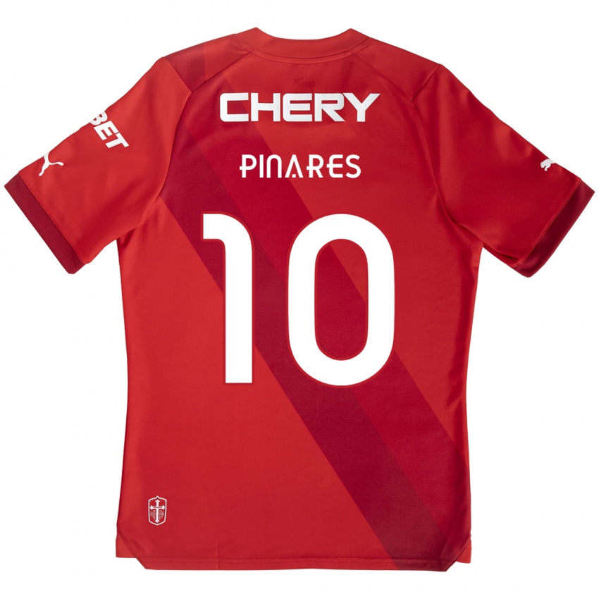 Børn César Pinares #10 Rød Hvid Udebane Spillertrøjer 2024/25 Trøje T-Shirt