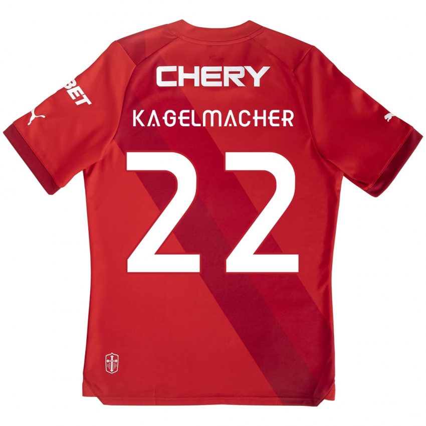 Børn Gary Kagelmacher #22 Rød Hvid Udebane Spillertrøjer 2024/25 Trøje T-Shirt