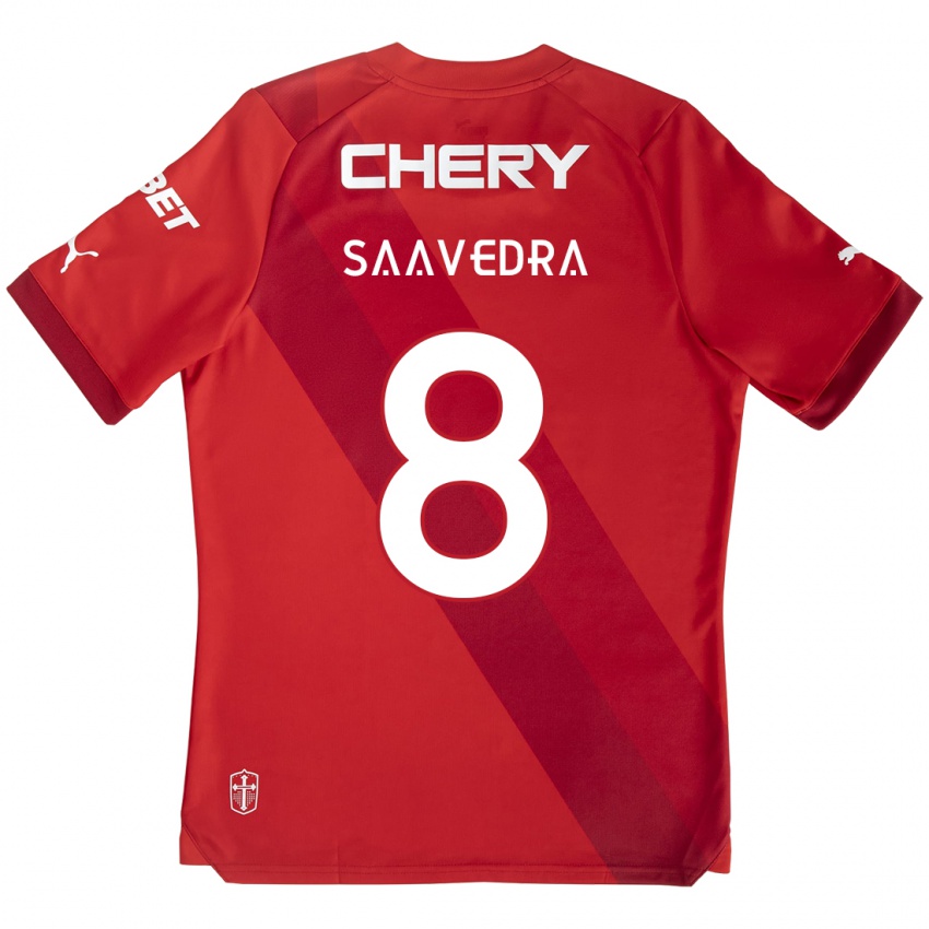 Børn Ignacio Saavedra #8 Rød Hvid Udebane Spillertrøjer 2024/25 Trøje T-Shirt