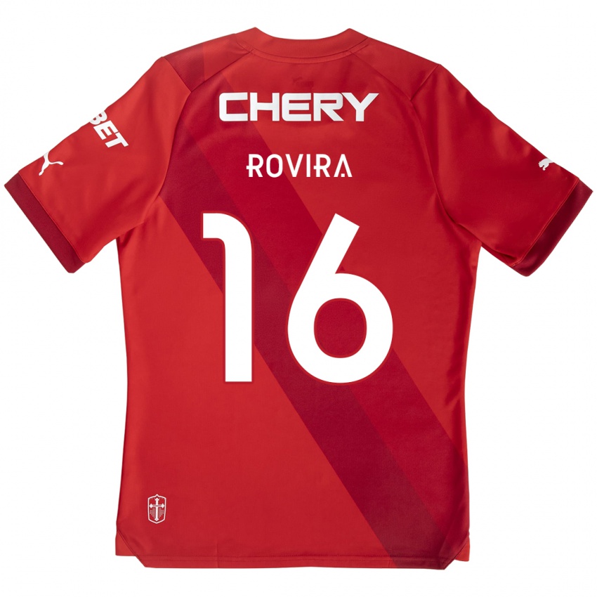 Børn Brayan Rovira #16 Rød Hvid Udebane Spillertrøjer 2024/25 Trøje T-Shirt