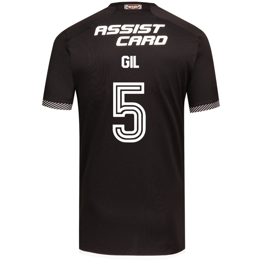 Børn Leonardo Gil #5 Sort Hvid Udebane Spillertrøjer 2024/25 Trøje T-Shirt