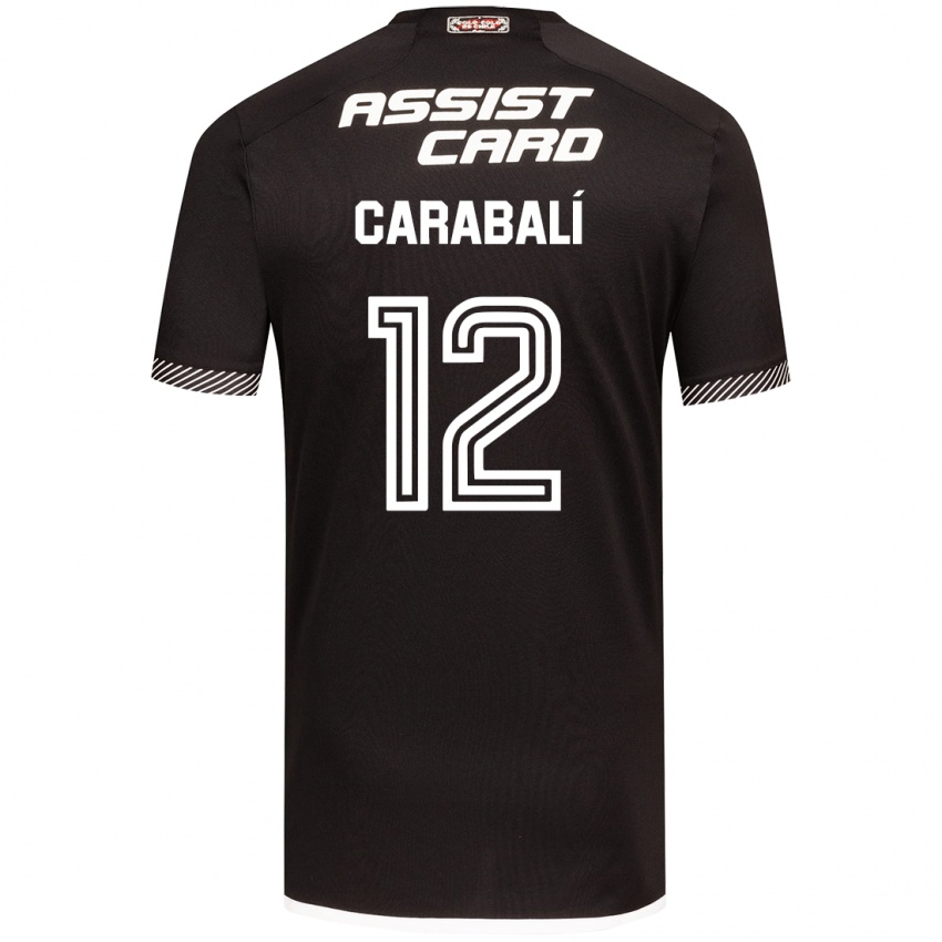 Børn Omar Carabalí #12 Sort Hvid Udebane Spillertrøjer 2024/25 Trøje T-Shirt