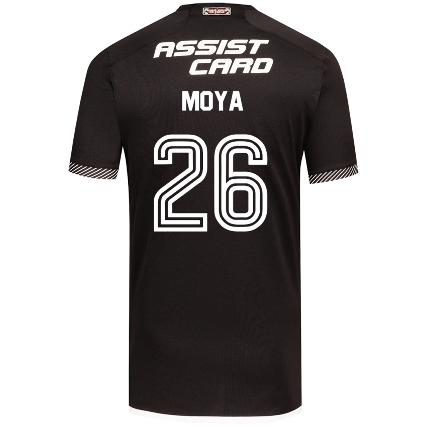 Børn Matías Moya #26 Sort Hvid Udebane Spillertrøjer 2024/25 Trøje T-Shirt