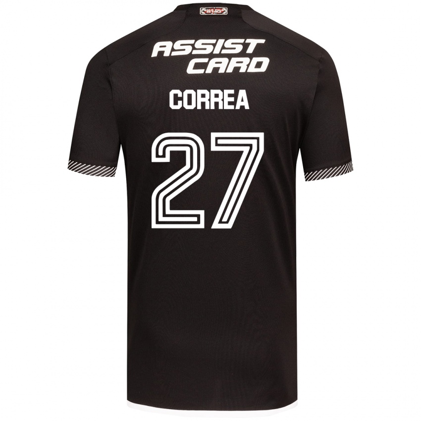 Børn Javier Correa #27 Sort Hvid Udebane Spillertrøjer 2024/25 Trøje T-Shirt