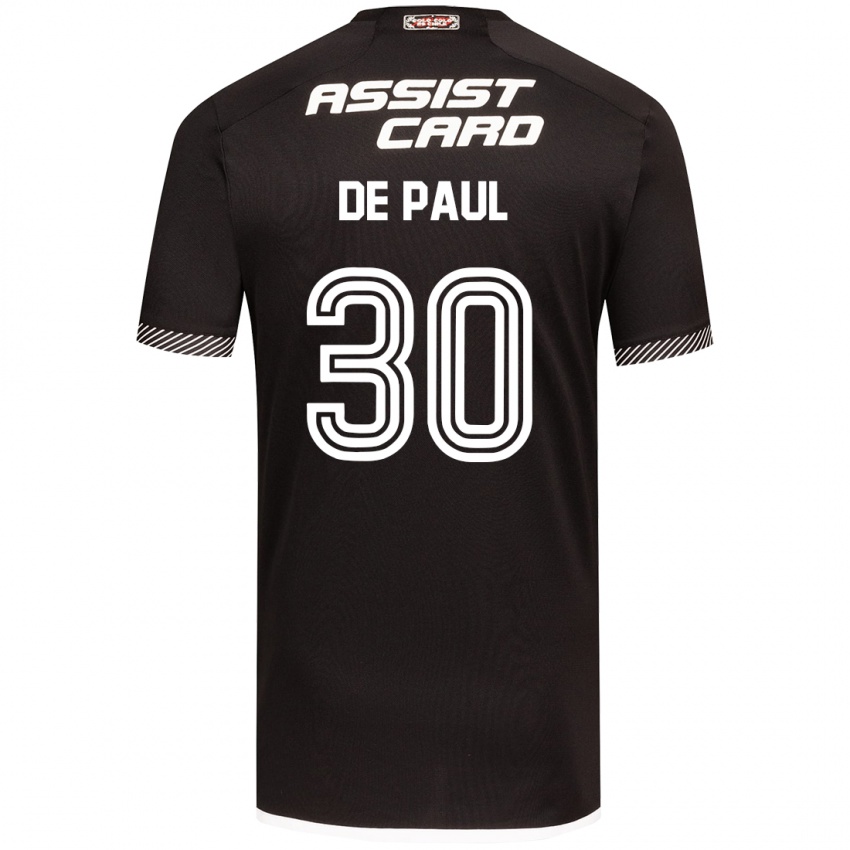 Børn Fernando De Paul #30 Sort Hvid Udebane Spillertrøjer 2024/25 Trøje T-Shirt