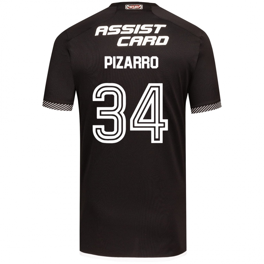 Børn Vicente Pizarro #34 Sort Hvid Udebane Spillertrøjer 2024/25 Trøje T-Shirt