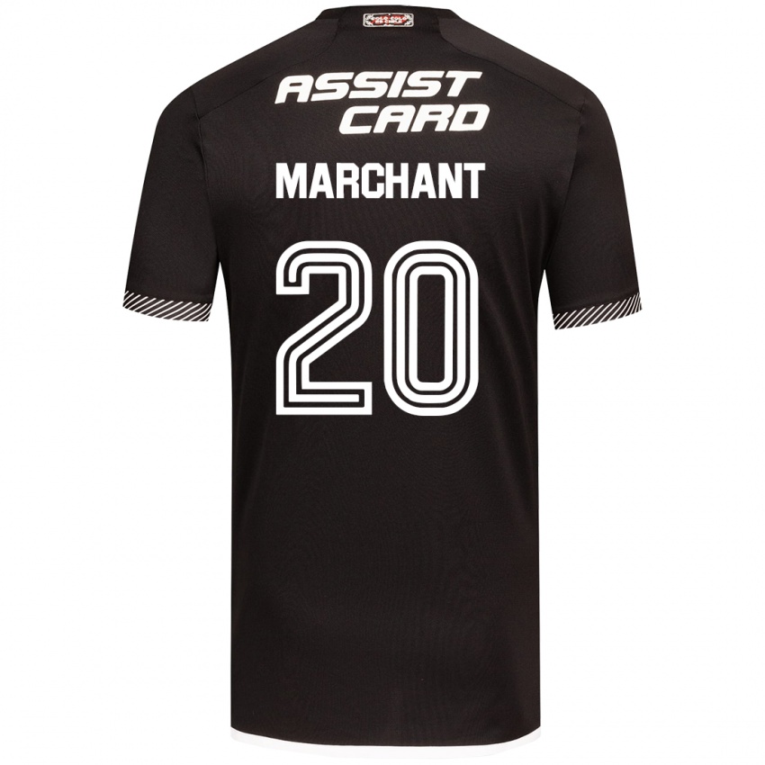 Børn Francisco Marchant #20 Sort Hvid Udebane Spillertrøjer 2024/25 Trøje T-Shirt