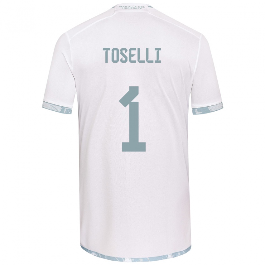 Børn Cristopher Toselli #1 Hvid Grå Udebane Spillertrøjer 2024/25 Trøje T-Shirt