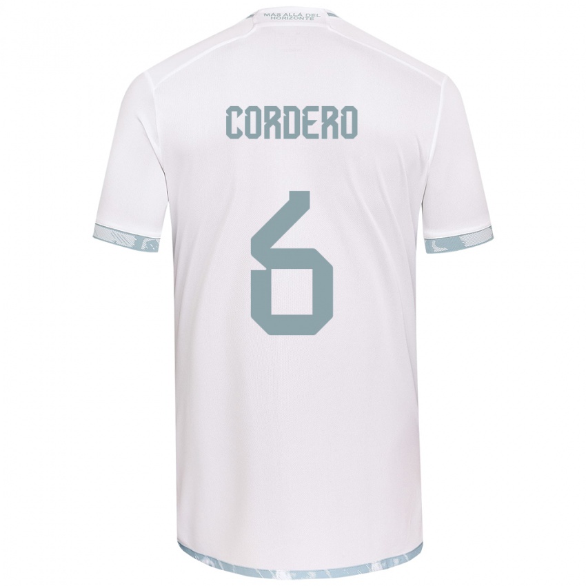 Børn Renato Cordero #6 Hvid Grå Udebane Spillertrøjer 2024/25 Trøje T-Shirt