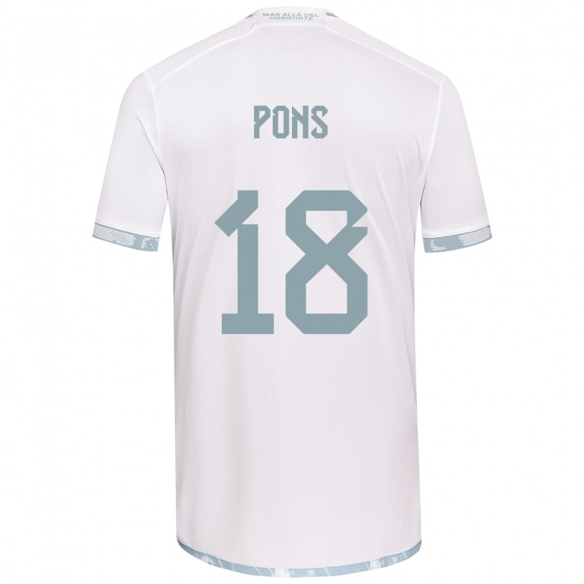 Børn Luciano Pons #18 Hvid Grå Udebane Spillertrøjer 2024/25 Trøje T-Shirt