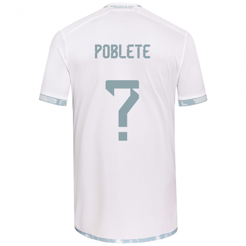 Børn José Poblete #0 Hvid Grå Udebane Spillertrøjer 2024/25 Trøje T-Shirt