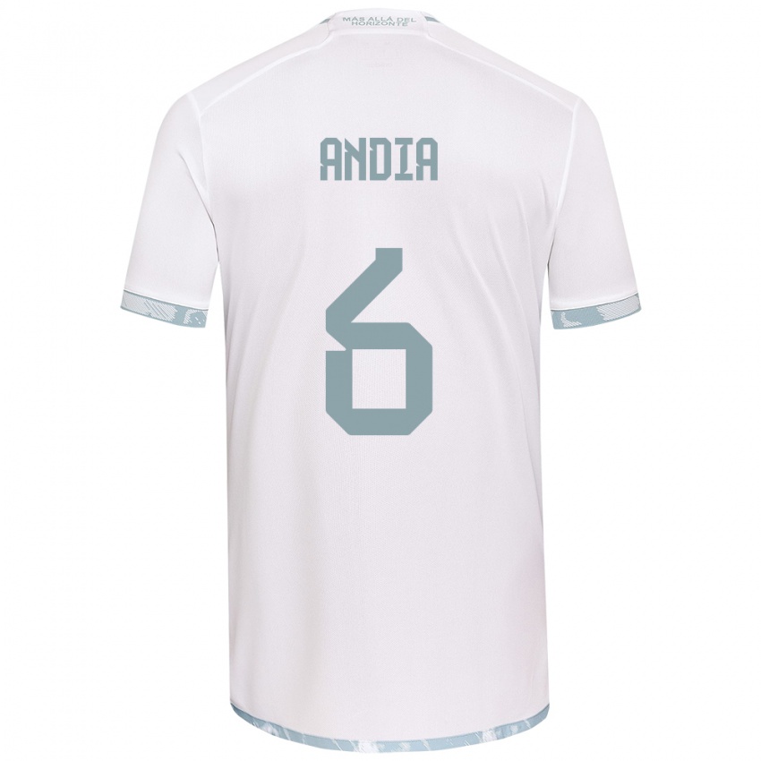 Børn Yonathan Andía #6 Hvid Grå Udebane Spillertrøjer 2024/25 Trøje T-Shirt