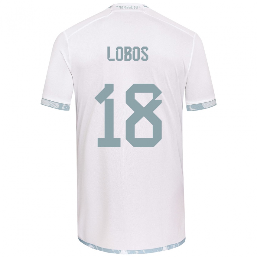 Børn Franco Lobos #18 Hvid Grå Udebane Spillertrøjer 2024/25 Trøje T-Shirt