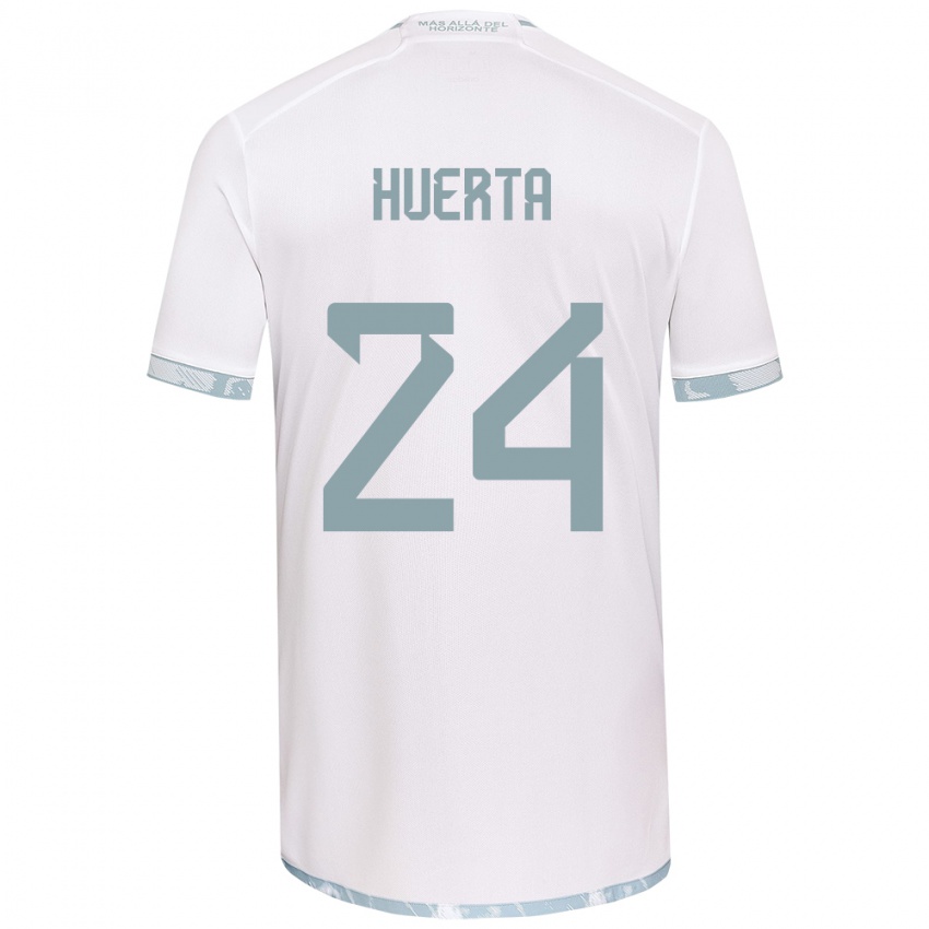 Børn Renato Huerta #24 Hvid Grå Udebane Spillertrøjer 2024/25 Trøje T-Shirt